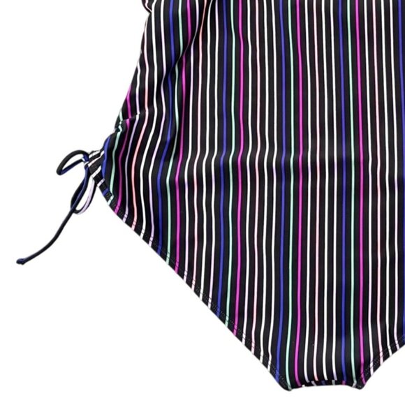 Decree XXL Strapless Medium Coverage One-Piece Swimsuit Striped Lace-Up Sides - Picture 6 of 6